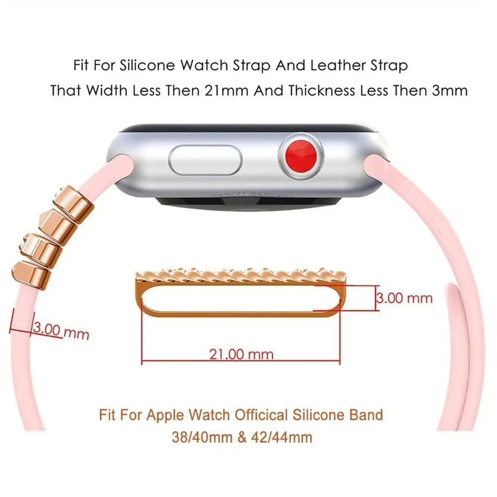 A-Z Letter Silver Watch Band Ornament Silicone Strap Decoration Ring Jewelry Accessory for Apple Watch Band Bracelet Charms